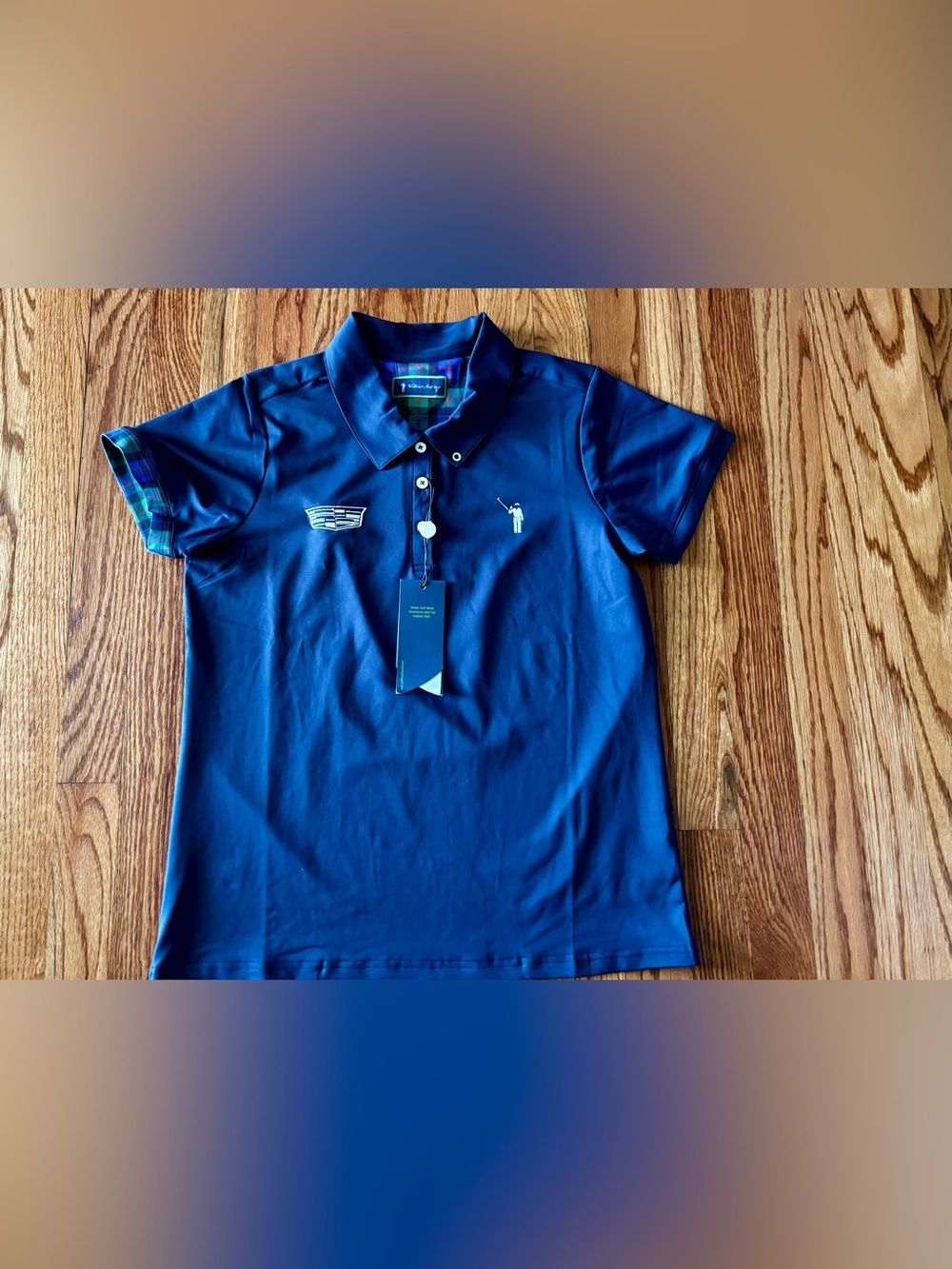 William Murray Golf Navy Short Sleeve Polo with Cadillac Logo